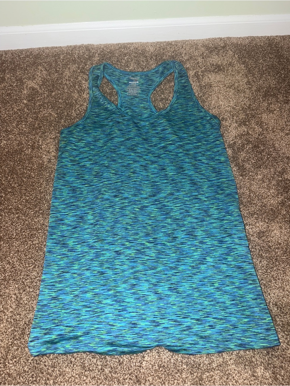 Danskin Blue Teal Space-Dye Racerback Tank